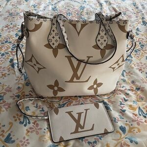 Knock off LV Cream and Brown Monogram Tote Bag